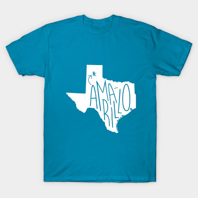 Amarillo, Texas (White Ink) T-Shirt by AmarilloShirts